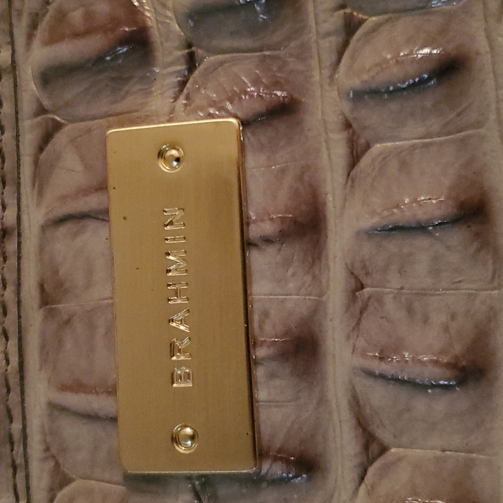 Brahmin Taupe/ Beige Croc bag (sz M) - Picture 3 of 13